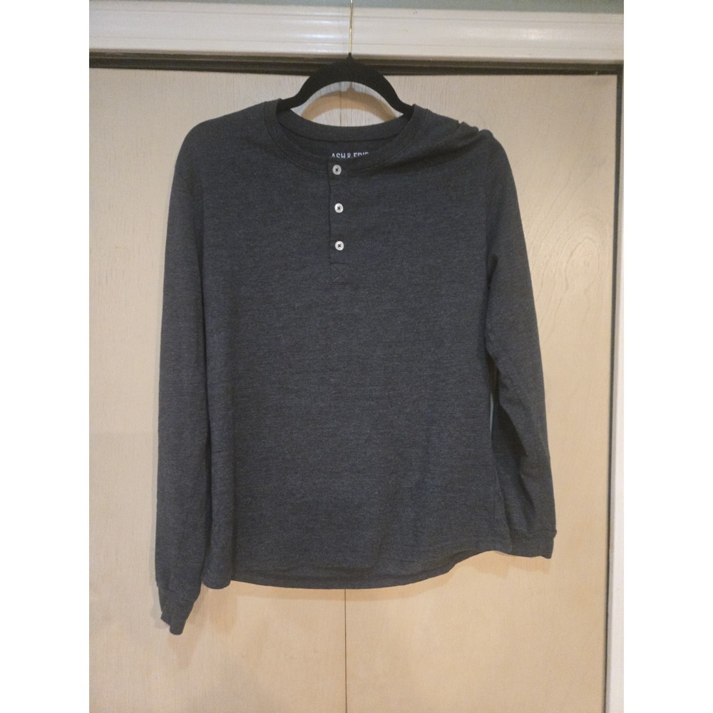 Ash & Erie Men's Small Gray Long Sleeve Henley Shirt 3 Button Lightweight